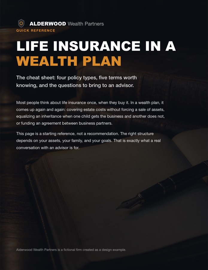 Lead magnet PDF: life insurance in a wealth plan